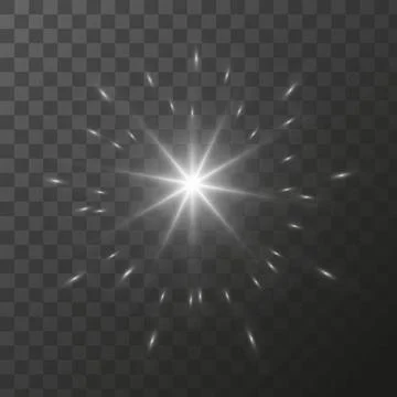 Shining star light rays glowing particles. Vector special effect on a Illustrazione stock