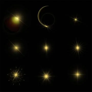 Shining star light rays glowing particles. Vector special effect on a Illustrazione stock