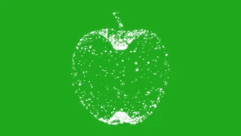 Shining star particles in revolving 3D Apple on green screen Stock Footage 340263244