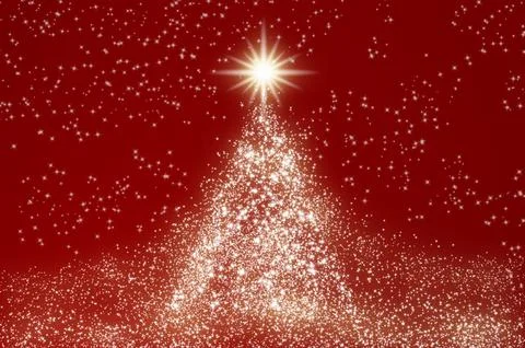 Shining star like pine tree on red background Stock Illustration
