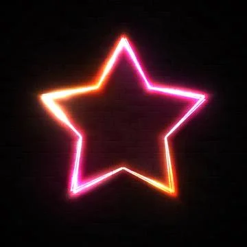 Shining star shape frame on black brick wall. Stock Illustration