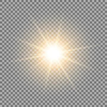 Shining star on transparent background, golden color Stock Illustration