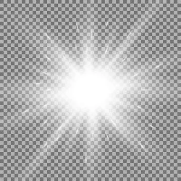 Shining star on transparent background, white color Stock Illustration