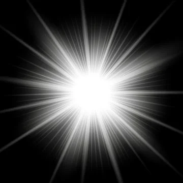 Shining star on transparent background, white color Stock Illustration