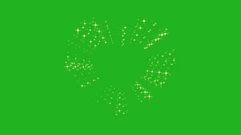 Shining stars in heart pattern on green screen background Stock Footage 252060342