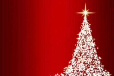 Shining stars like pine tree on red background with customizable space for text Stock Illustration