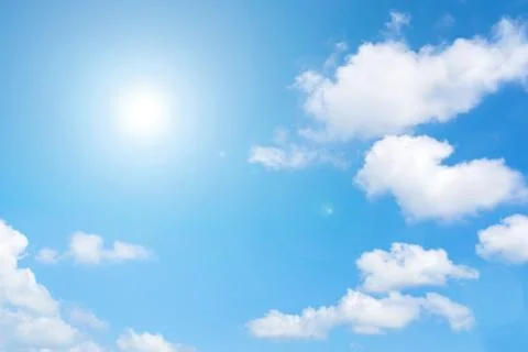Shining sun at  blue sky with cloud Stock Photos
