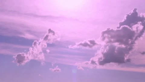Shining Sun Clouds in the Spring Lilac Blue Sunset Sky in Sun Rays Airplane Wind 스톡 동영상 332216841