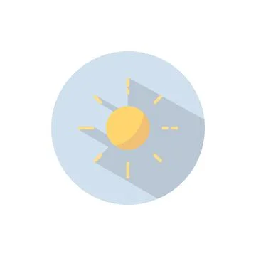 Shining sun. Flat icon on a circle. Weather vector illustration Stock Illustration