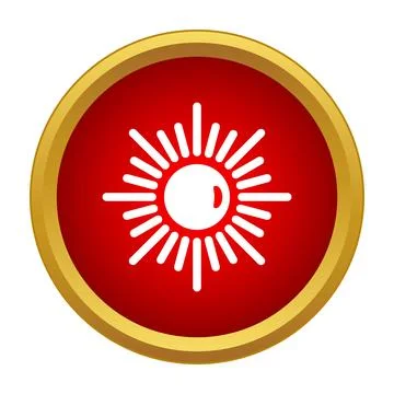 Shining sun icon in a red gold frame Stock Illustration