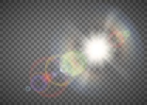 Shining sun. Light effect pattern isolated on a transparent background 스톡 일러스트