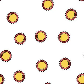Shining sun summer vector seamless pattern Stock Illustration
