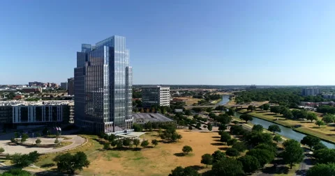 Shining tower along the Trinity river in Fort Worth Stock Footage 201379948