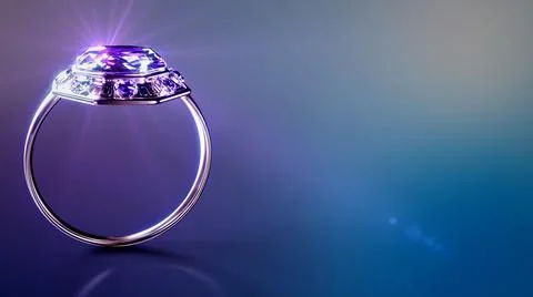 Shining wedding ring with rose gem and empty space, fictional Stock Illustration