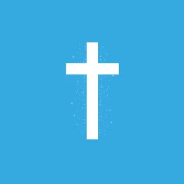 Shining white cross on transparent background. Glowing saint cross. Vector Stock Illustration