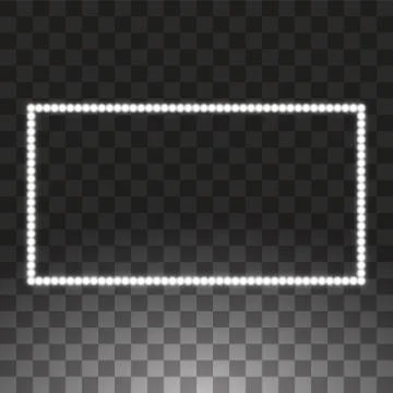 Shining white led vector rectangle frames, neon illumination on transparent Stock Illustration