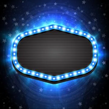 Shining winter empty blue retro light frame banner template on  Christmas Illustrazione stock