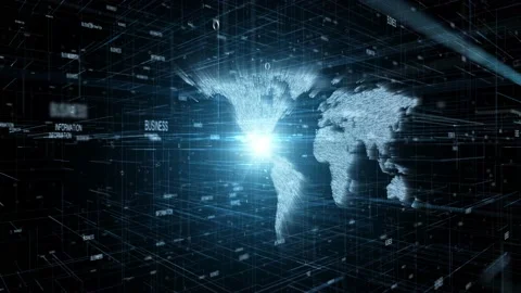 Shining world map on digital business cyberspace background Stock Footage 226806578