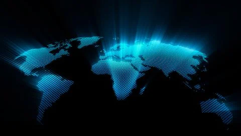 Shining world map. Stock Illustration