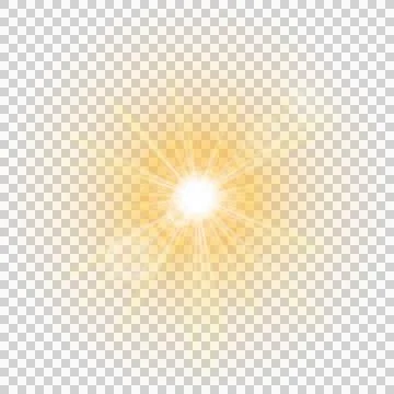 Shining yellow circular sun light flare effect with circular sunburst radianc Stock Illustration