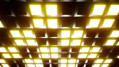 Shining Yellow Grid Pattern Ceiling Lights Video stock 220235222