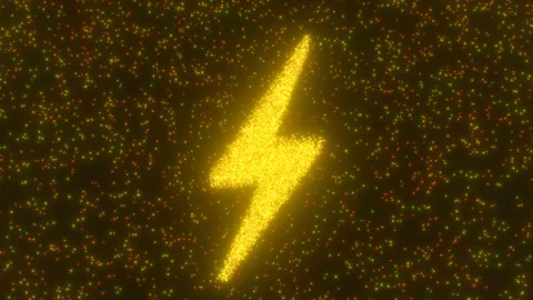 Shining Yellow Lightning Bolt Strike Symbol Energy Lights Sparkling Stock Footage 309380721