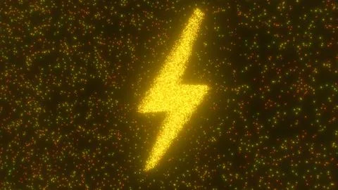 Shining Yellow Lightning Bolt Strike Symbol Energy Lights Sparkling Stock Photos