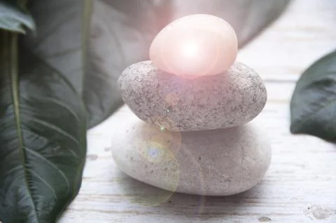 Shining Zen stone with customizable space for text. Stock Photos