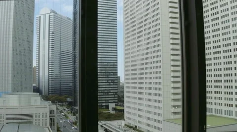 Shinjuku View from Elevator -Going Up,Wide Stock Footage 68495984