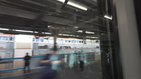 Shinkansen runs on elevated railway track beyond the Yamanote Line Kanda Station Stock Footage 281190460