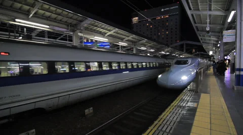 Shinkansen Train, Night Stock Footage 33911197