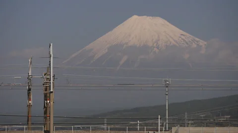 Shinkansen Train Passes Mount Fuji Westbound Stock Footage 32849813