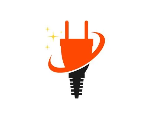 Shinning electrical plug with swoosh inside Stock Illustration