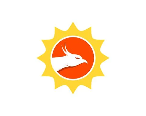Shinning sun with head phoenix inside Stock Illustration