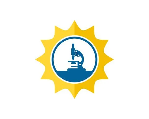 Shinning sun with laboratory microscope inside Stock Illustration