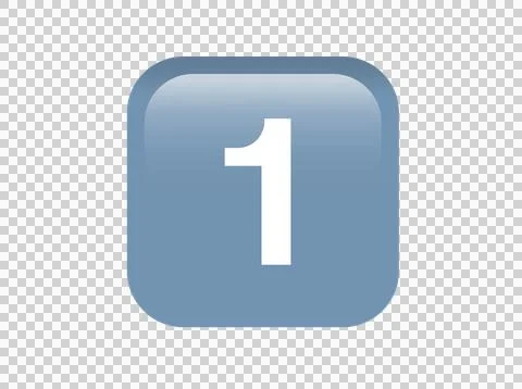 Shinny gradient blue keycap white digit one icon button Stock Illustration