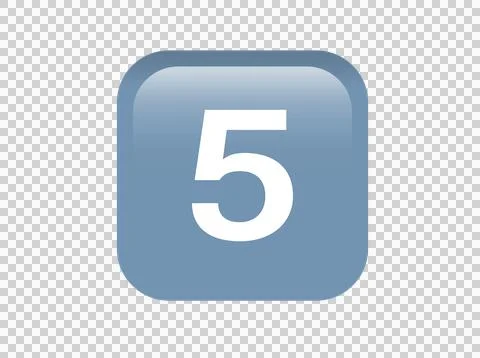 Shinny gradient blue keycap white digit five icon button Illustrazione stock