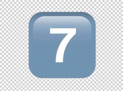 Shinny gradient blue keycap white digit seven icon button Ilustração Stock