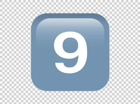 Shinny gradient blue keycap white digit nine icon button Stock Illustration