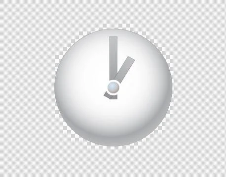 Shinny silver time clock icon with gray hour, minute hands and white front fa Stock Illustration