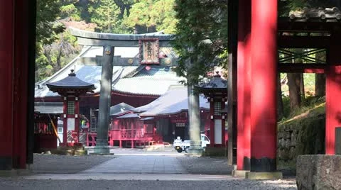 Shinto gate of Shrine of Nikko Stock Footage 12436525