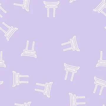 Shinto religion line seamless pattern Stock Illustration