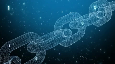 Shiny 3d blockchain chain motion background Stock Footage 232297932