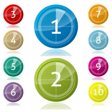 Shiny 3d buttons with countdown Illustrazione stock