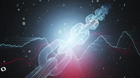 Shiny 3d chain blockchain cryptocurrency data mining Video stock 337243330