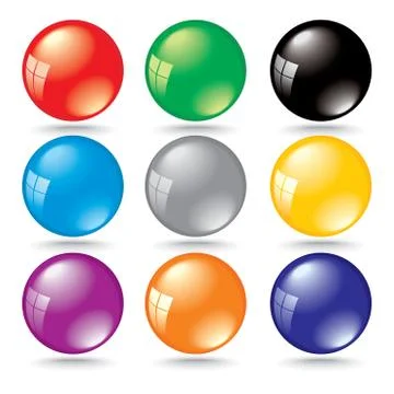Shiny 3d color bubbles with window reflection Illustrazione stock