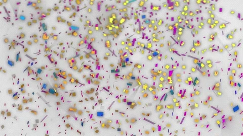 Shiny 3D Confetti Falling Animation. Blue, Gold and Red Metallic Particles Rain  Video stock 329964103