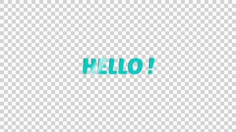 Shiny 3D HELLO! text with turquoise color on transparent background. Illustrazione stock