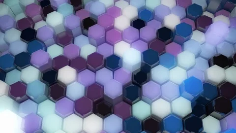 Shiny 3D Hexagon Tessellation Network Randomly Moving Up and Down Vidéo 123280889