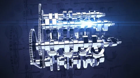 Shiny 3D V8 Engine Animation - Camera Flying Around Slowly Video stock 116225115